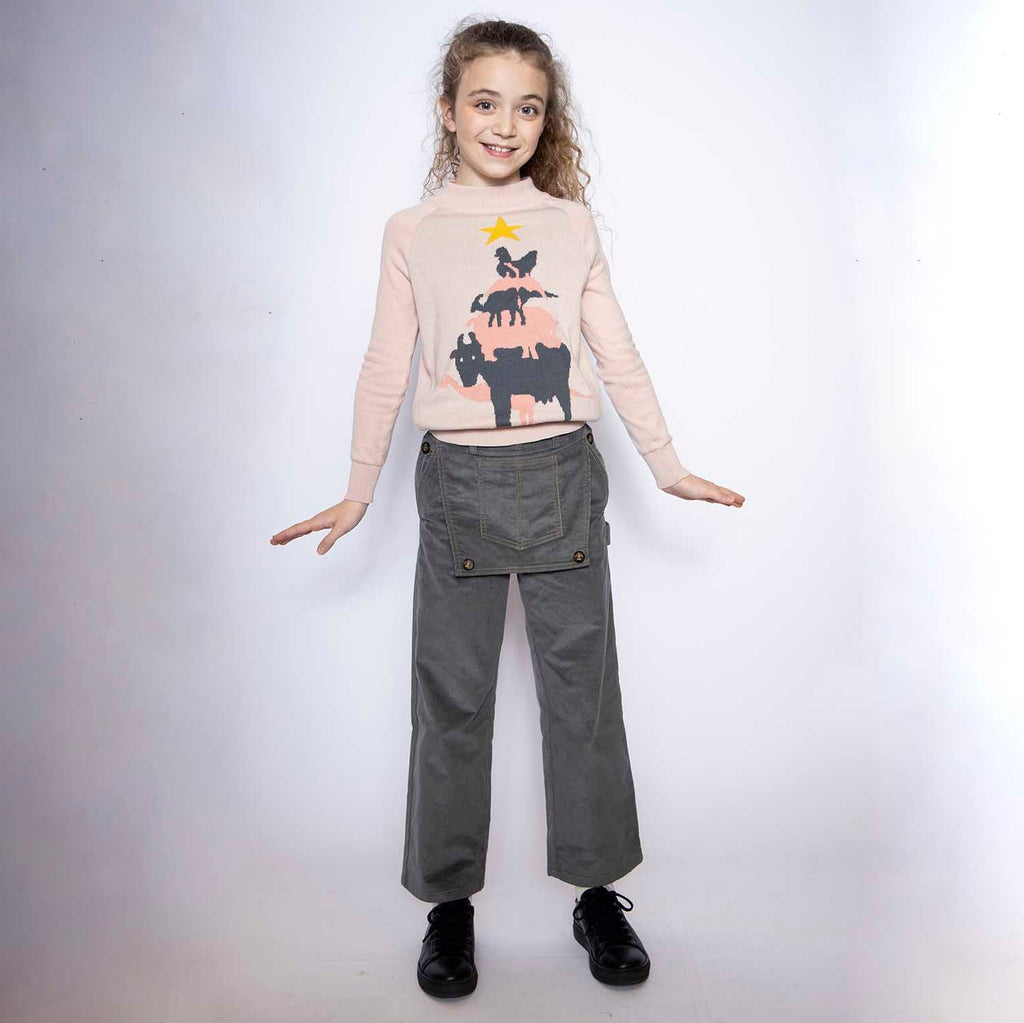Kids Grey Velvet Pants