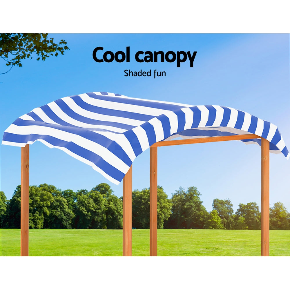 Keezi Kids Toys Sandpit Wooden Sandbox Sand Pit with Canopy 146cm